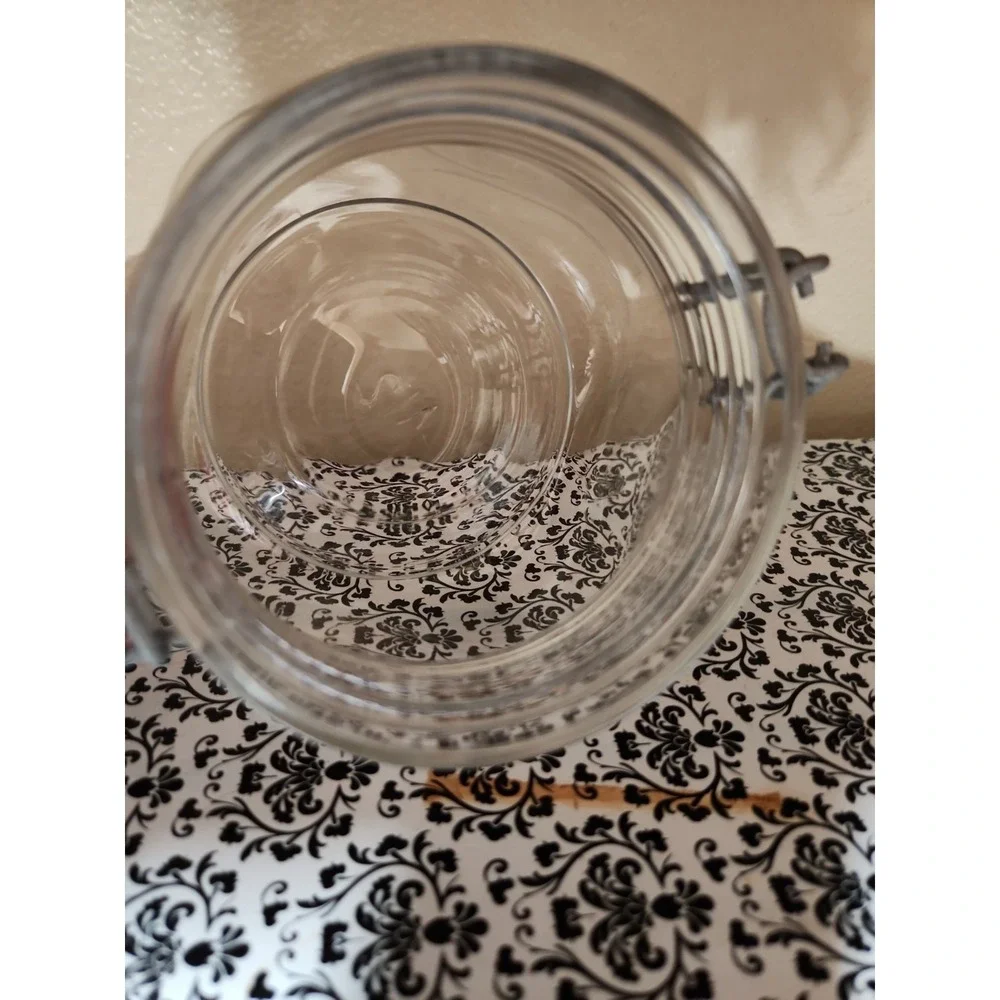 Set of 2 Clear Glass Hermetic Storage Jars with Wire Bail Flip Top‎ Lids